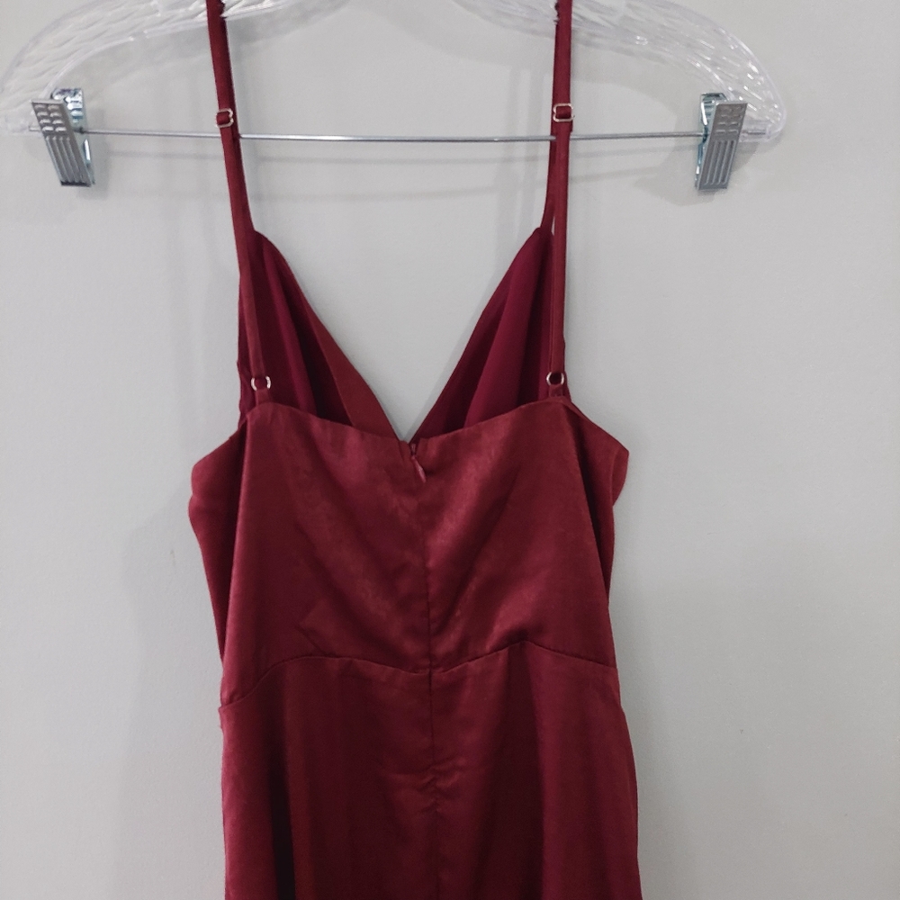 Lulus Formal Maxi Dress Small Red V-neck adjustable straps slit on front - Picture 14 of 14